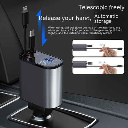 100W Metal Car Charger – USB & Type-C Fast Charging Adapter