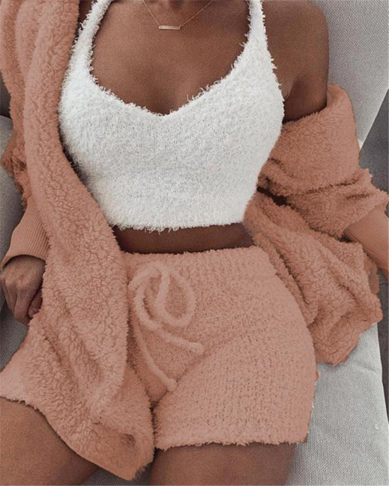 Women's Clothing Long Sleeve Tank Top And Shorts Set