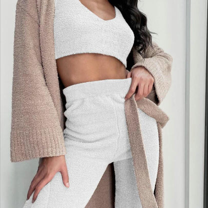 Women's Clothing Long Sleeve Tank Top And Shorts Set