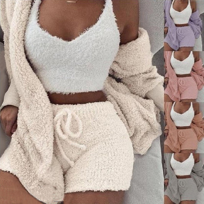 Women's Clothing Long Sleeve Tank Top And Shorts Set