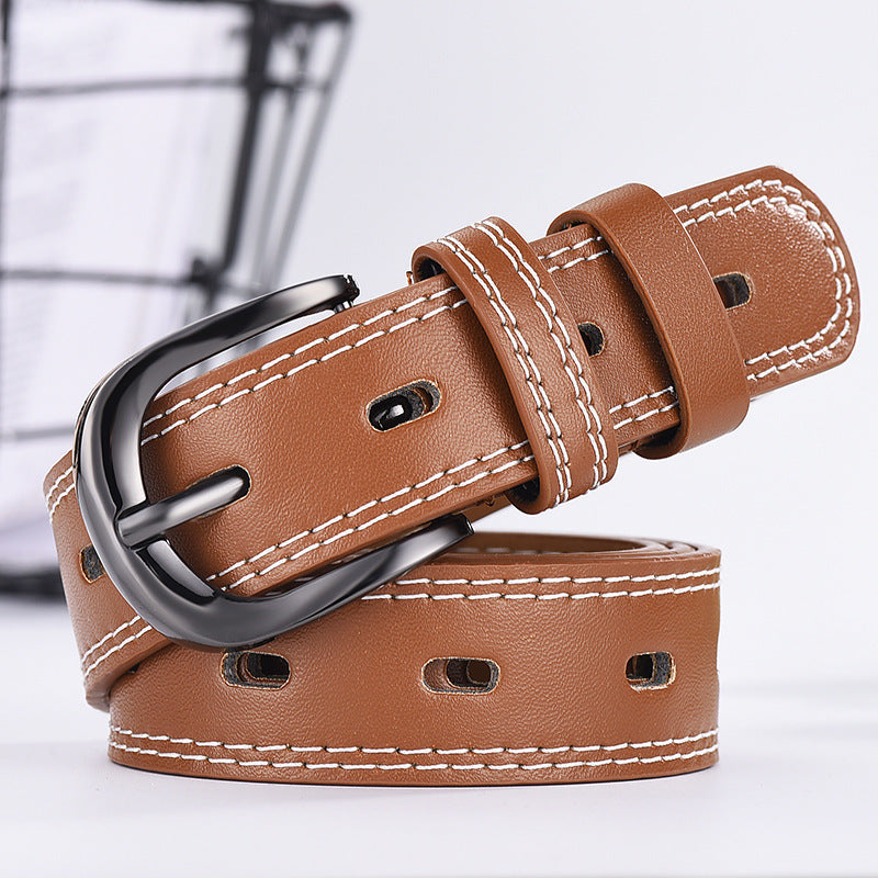 Men's And Women's Belts Hollow Out All-match Korean Denim Dress Belts