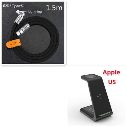 3-in-1 Wireless Charging Station – Fast Charger Dock & Phone Stand