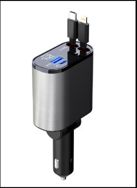 100W Metal Car Charger – USB & Type-C Fast Charging Adapter