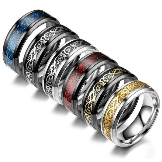 Dragon Pattern Rings Men Stainless Steel Ring