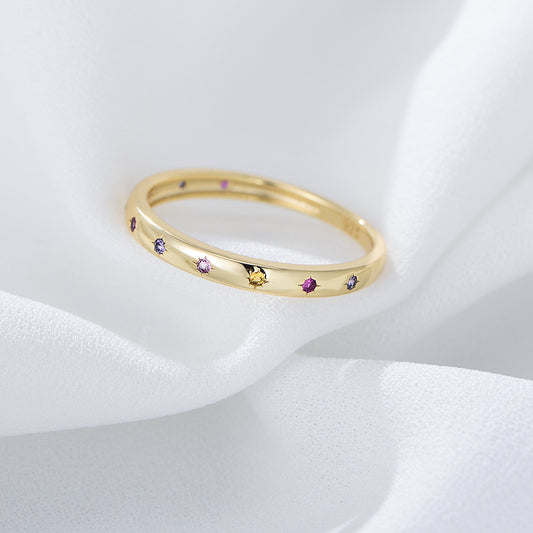 S925 Sterling Silver Colored Zircon Ring For Women