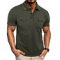 Men's Summer Polo Shirt with Pockets – Casual Short Sleeve Top