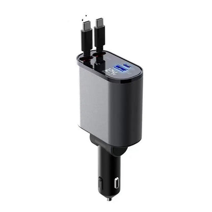 100W Metal Car Charger – USB & Type-C Fast Charging Adapter