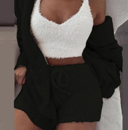 Women's Clothing Long Sleeve Tank Top And Shorts Set