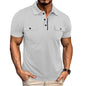 Men's Summer Polo Shirt with Pockets – Casual Short Sleeve Top