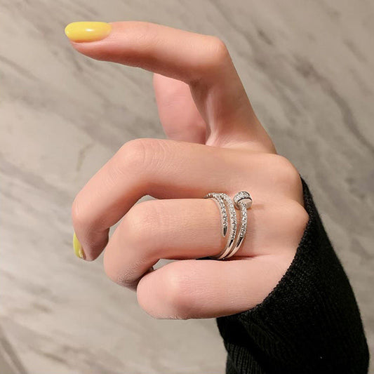 New Diamond Multi-layered Nail Ring Ins Women