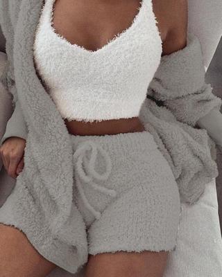 Women's Clothing Long Sleeve Tank Top And Shorts Set