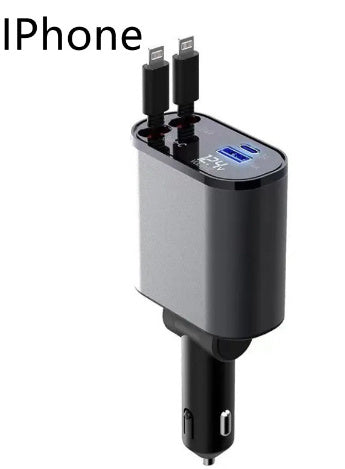 100W Metal Car Charger – USB & Type-C Fast Charging Adapter