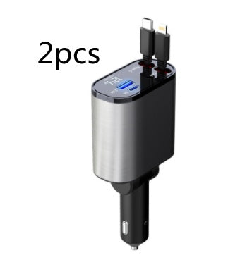 100W Metal Car Charger – USB & Type-C Fast Charging Adapter