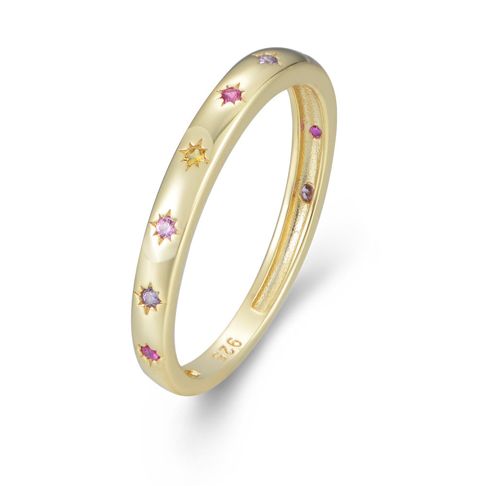 S925 Sterling Silver Colored Zircon Ring For Women