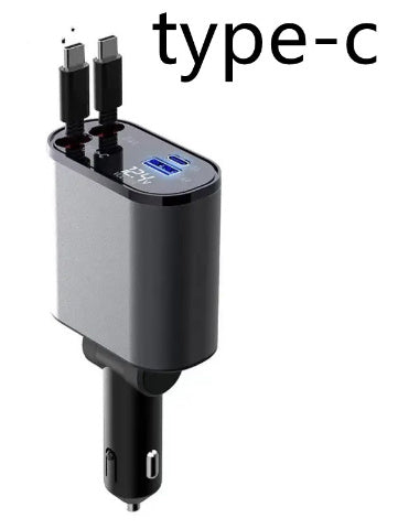 100W Metal Car Charger – USB & Type-C Fast Charging Adapter