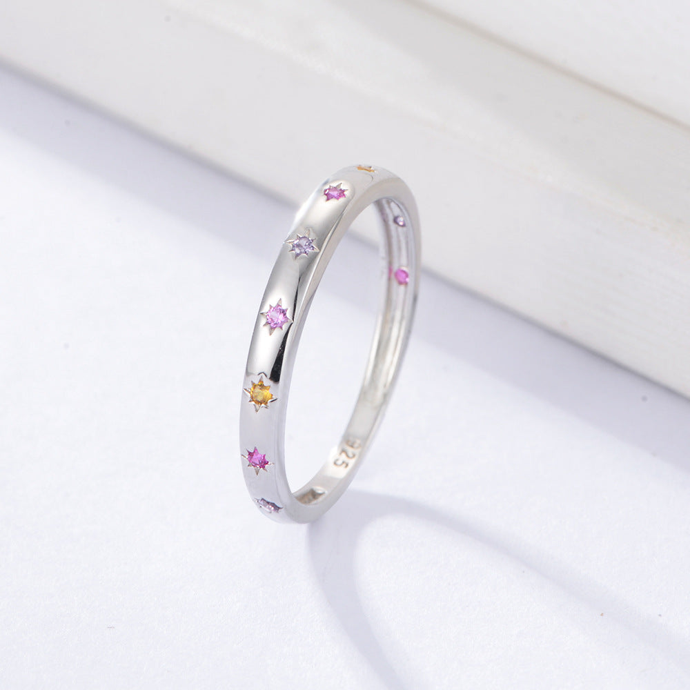 S925 Sterling Silver Colored Zircon Ring For Women