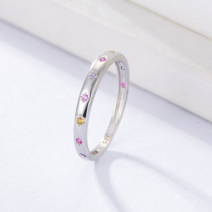 S925 Sterling Silver Colored Zircon Ring For Women