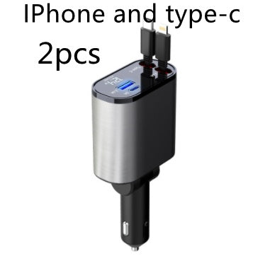 100W Metal Car Charger – USB & Type-C Fast Charging Adapter