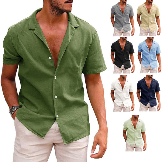 Men's Casual Button Down Shirt Short Sleeve Beach Shirt Summer