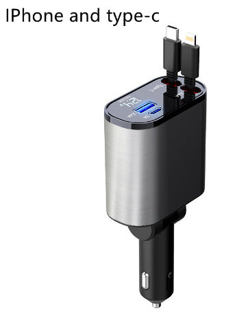100W Metal Car Charger – USB & Type-C Fast Charging Adapter