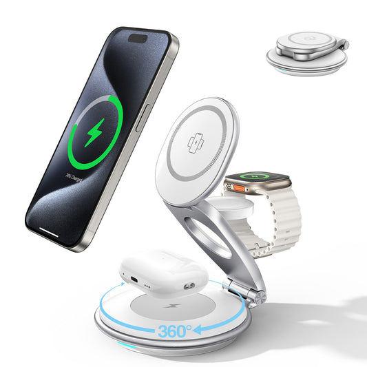 3-in-1 MagSafe Travel Charger – Foldable 30W Wireless Charging Station