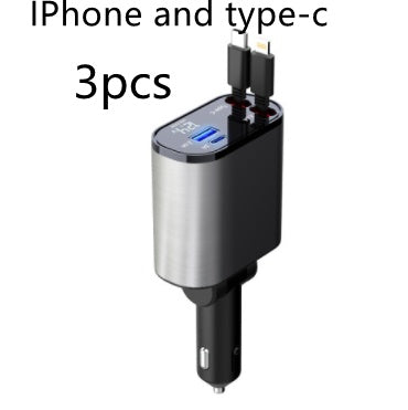 100W Metal Car Charger – USB & Type-C Fast Charging Adapter