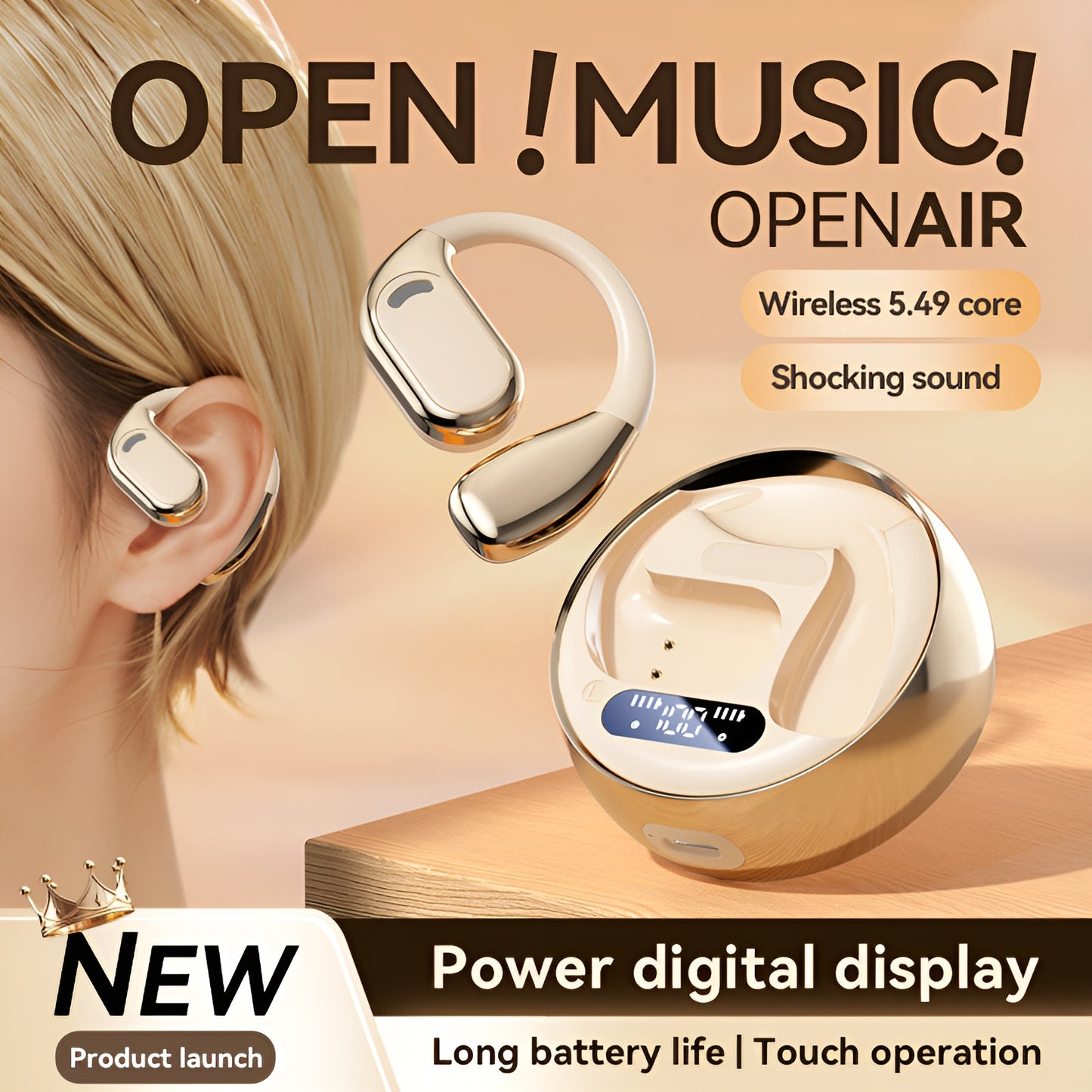 Fall Open Wireless Earbuds – Lightweight, Noise Cancelling, with Charging Case