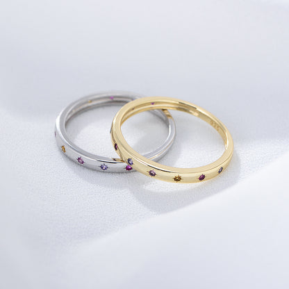 S925 Sterling Silver Colored Zircon Ring For Women