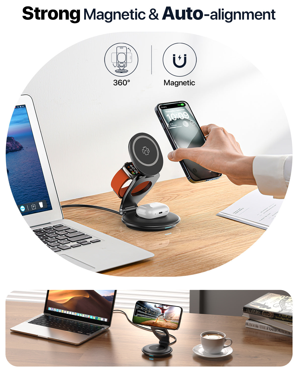 3-in-1 MagSafe Travel Charger – Foldable 30W Wireless Charging Station