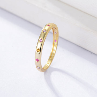 S925 Sterling Silver Colored Zircon Ring For Women