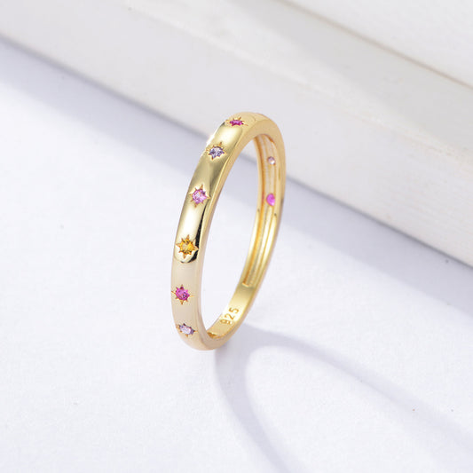 S925 Sterling Silver Colored Zircon Ring For Women