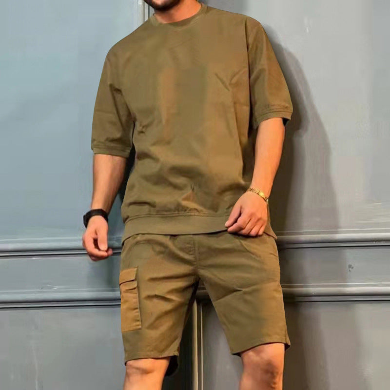 Men's Workwear Multi-pocket Shorts Tracksuit